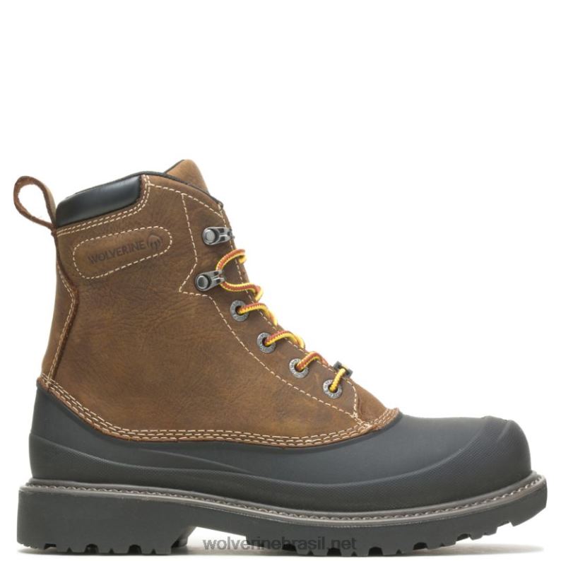 homens bota de trabalho com biqueira de aço de 6" pântano marrom escuro Wolverine VL4VN97 - Image 1