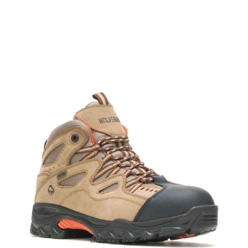 homens bota de trabalho durant impermeável com biqueira de aço castanho claro/laranja Wolverine VL4VN108 - Image 2