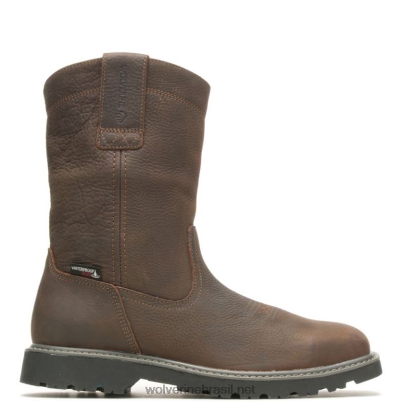 homens bota de trabalho wellington com bico quadrado e bico de aço para assalariado marrom escuro Wolverine VL4VN90 - Image 1