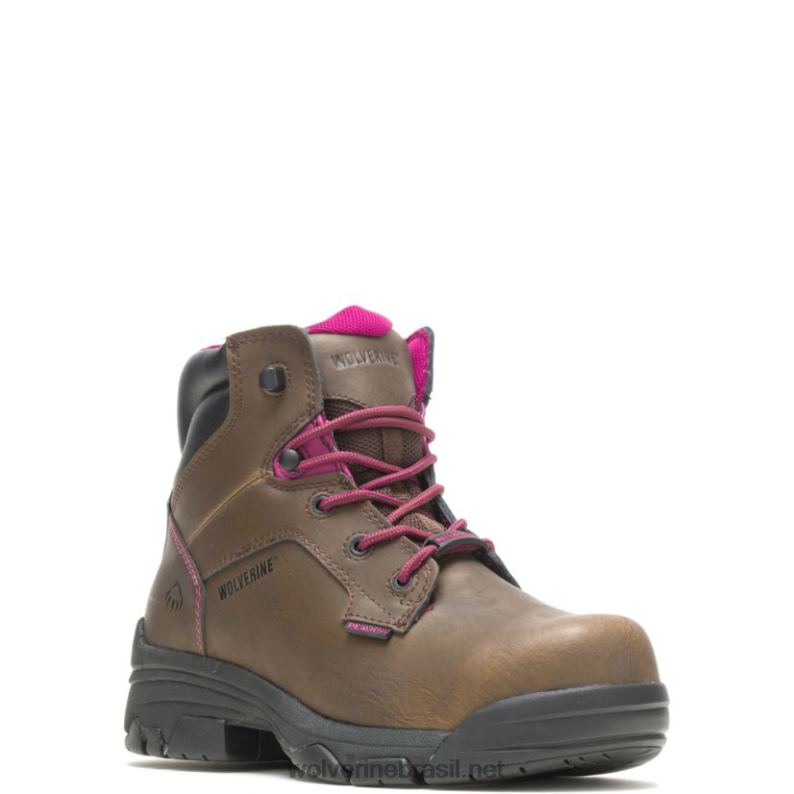 mulheres bota de trabalho merlin à prova d'água com biqueira composta 6" marrom Wolverine VL4VN58 - Image 2