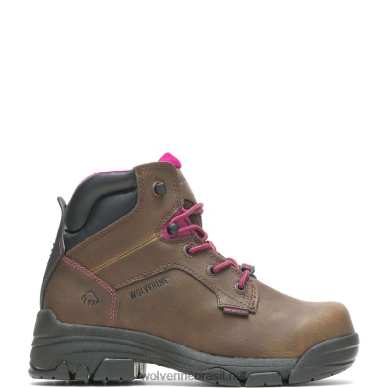 mulheres bota de trabalho merlin à prova d'água com biqueira composta 6" marrom Wolverine VL4VN58 - Image 1