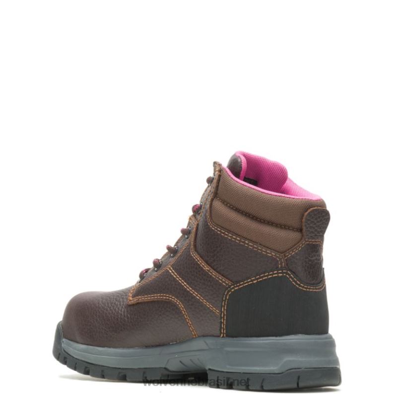 mulheres Bota de trabalho Piper à prova d'água com biqueira composta 6" marrom Wolverine VL4VN102 - Image 3