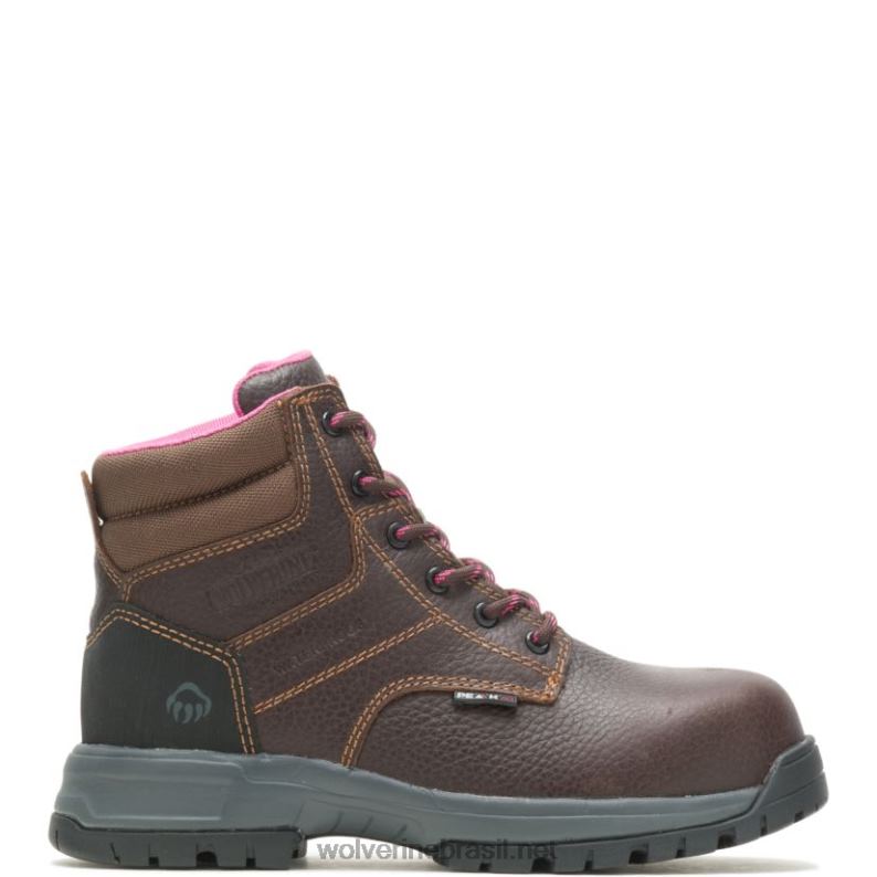 mulheres Bota de trabalho Piper à prova d'água com biqueira composta 6" marrom Wolverine VL4VN102 - Image 1