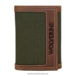 unissex carteira de lona e couro com três dobras marrom/oliva Wolverine VL4VN280